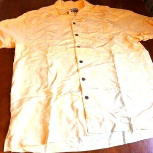 Havana Jacks Cafe Shirt Adult Large Yellow Palm Trees Button Up Casual Mens